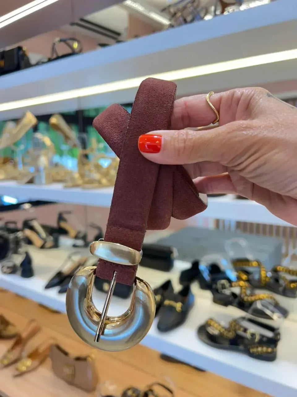 Cinto em Couro Camurça, Vinho