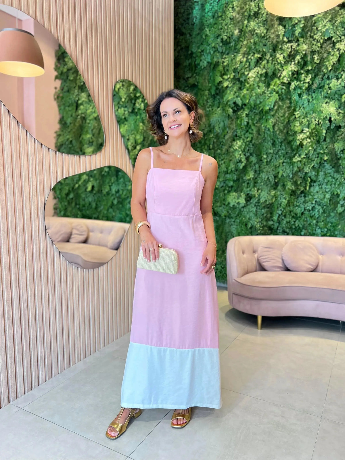 Vestido Alcinha Bicolor Rosa